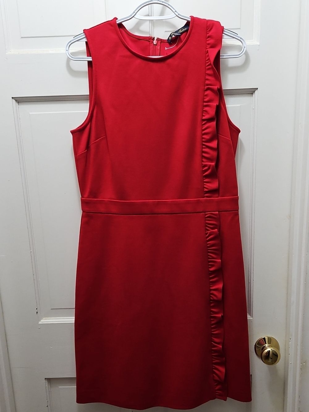 Brooks Brothers Red Sleeveless Ruffle Sheath Dress